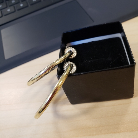 David Yurman 925 & 18k Gold Large Hoop Earrings - Picture 10 of 12